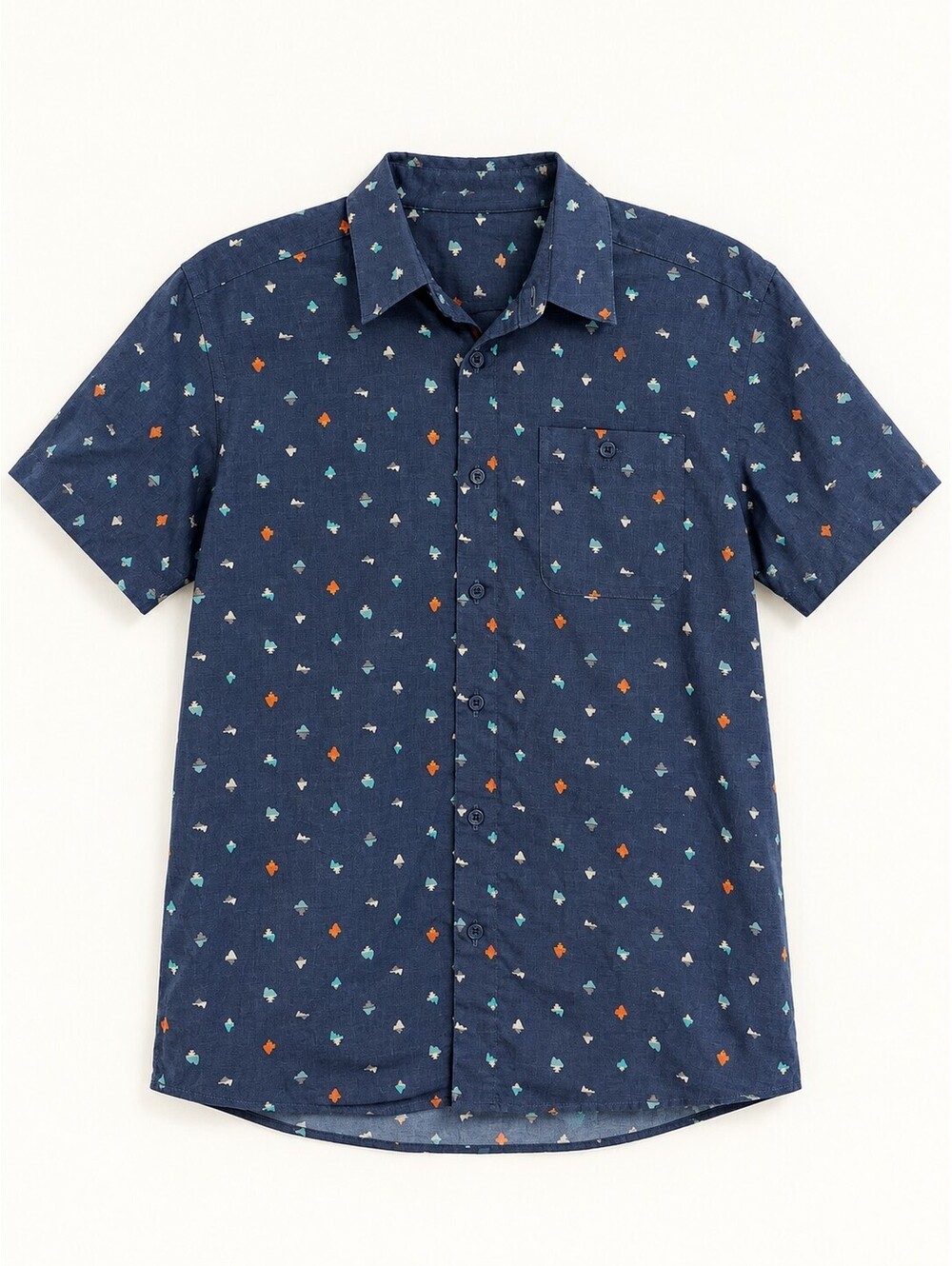 Patagonia Men's Go-To Shirt Blue Print Organic Cotton Button-Up S